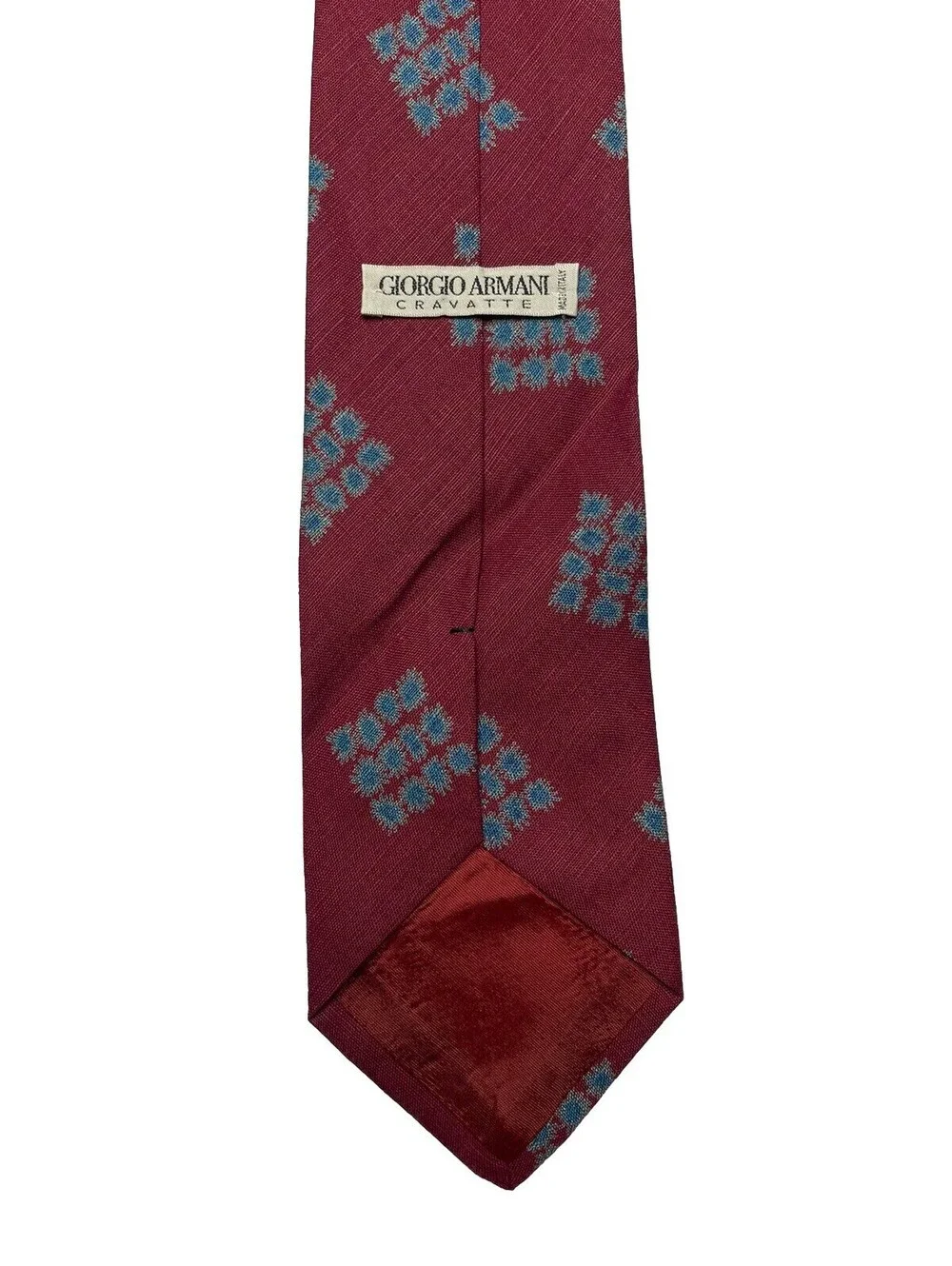 Giorgio Armani Authentic Cravatte Neck Tie 100% Lino Flax Lin Burgundy Italy